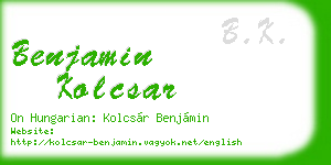 benjamin kolcsar business card
