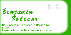 benjamin kolcsar business card